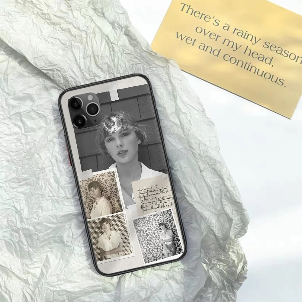 

New Album Taylor Folklore Phone Case For Iphone 11 12 Mini PRO XR X XS MAX 6 6s 7 8 Plus 4 5 5s SE 2020 black Shell Fashion