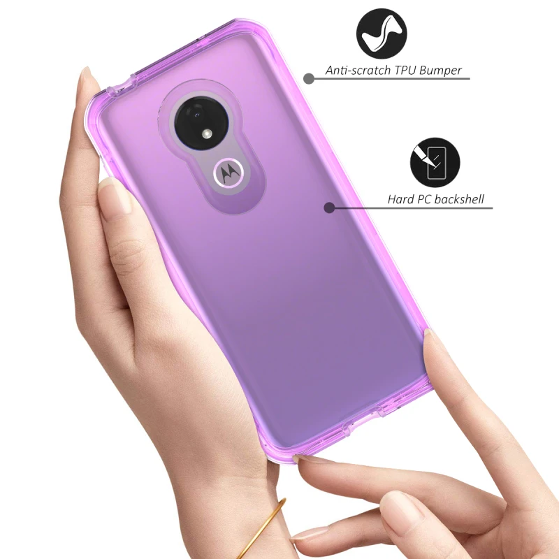 Hard Back Case for Motorola Moto G7 Power Play Full Cover with Built-in Screen Protector Shock Absorption Case for Moto G7 Play