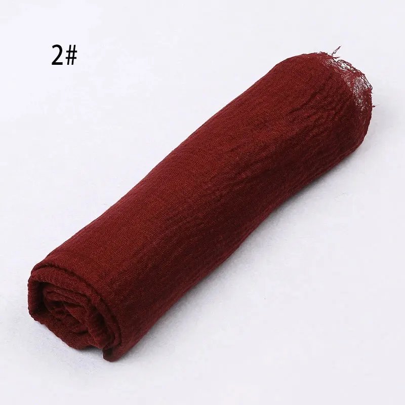 Sparsil, Женский Летний дышащий шарф с кисточками, морщинка, хлопок, складка, шаль, глушитель, однотонный шейный платок, мусульманский шарф, шарфы-повязки - Цвет: 02Wine red