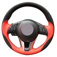 diy non slip durable black suede red leather car steering wheel cover for mazda 3 axela mazda 6 atenza mazda 2 cx 3 cx 5