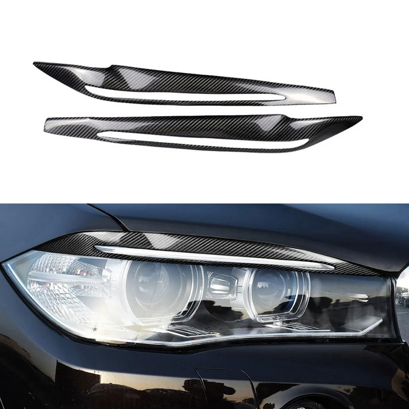 

Carbon Fiber Decor Headlights Eyebrows Eyelids Trim Cover Car Light Stickers for BMW F15/F16 X5 X6 2014-2018 Accessories
