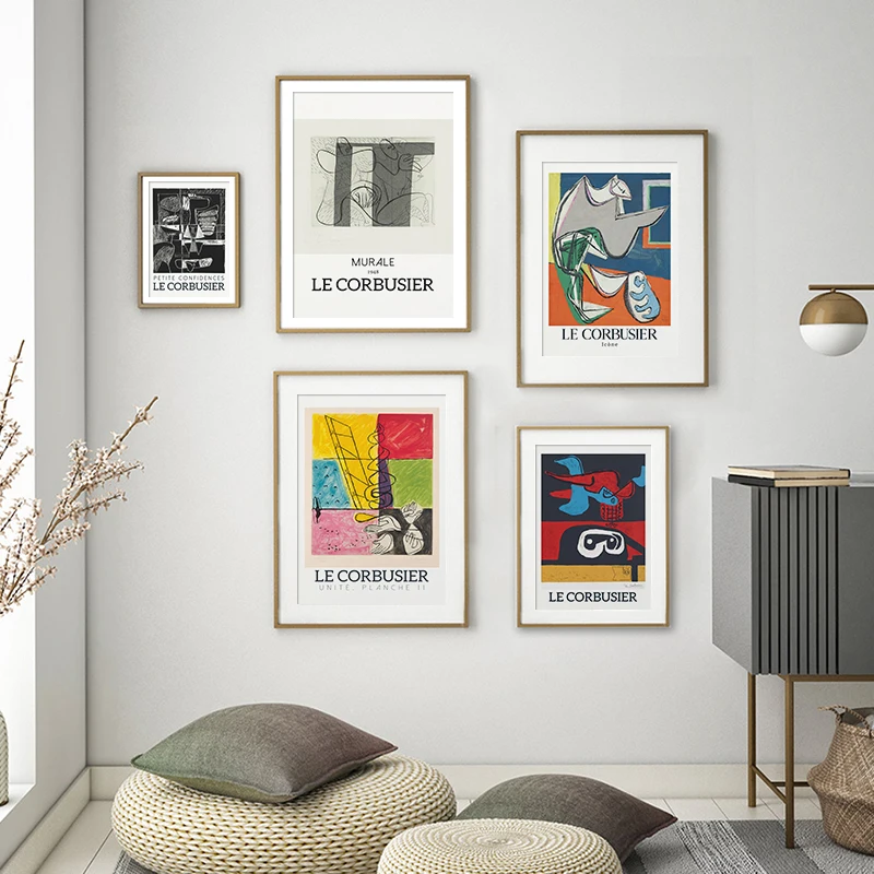

Le Corbusier Vintage Abstract Exhibition Poster Canvas Painting Museum Cubism Print Wall Art Picture Modern Unique Home Decor