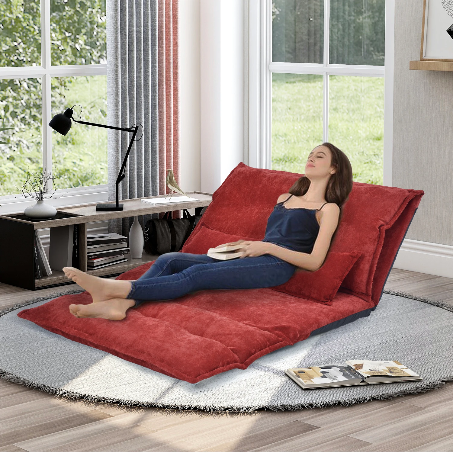 

Floor Sofa Bed Adjustable Folding Futon Sofa Leisure Sofa Bed Foldable Living Room Reclining Sofa Tatami Bedroom Child