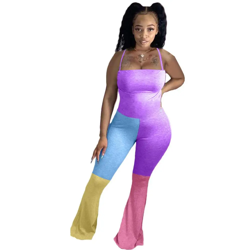 Женский комбинезон на бретелях-спагетти без рукавов