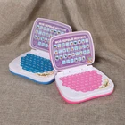 Мини компьютер для изучения русского языка с произношением алфавита, обучающие и Развивающие детские игрушки для ноутбука, розовый и синий