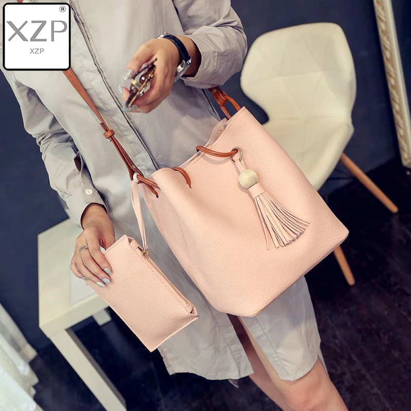

XZP женская сумка из искусственной кожи с кисточками, женская сумка, однотонная простая большая сумка в стиле ретро, женская сумка на плечо, П...