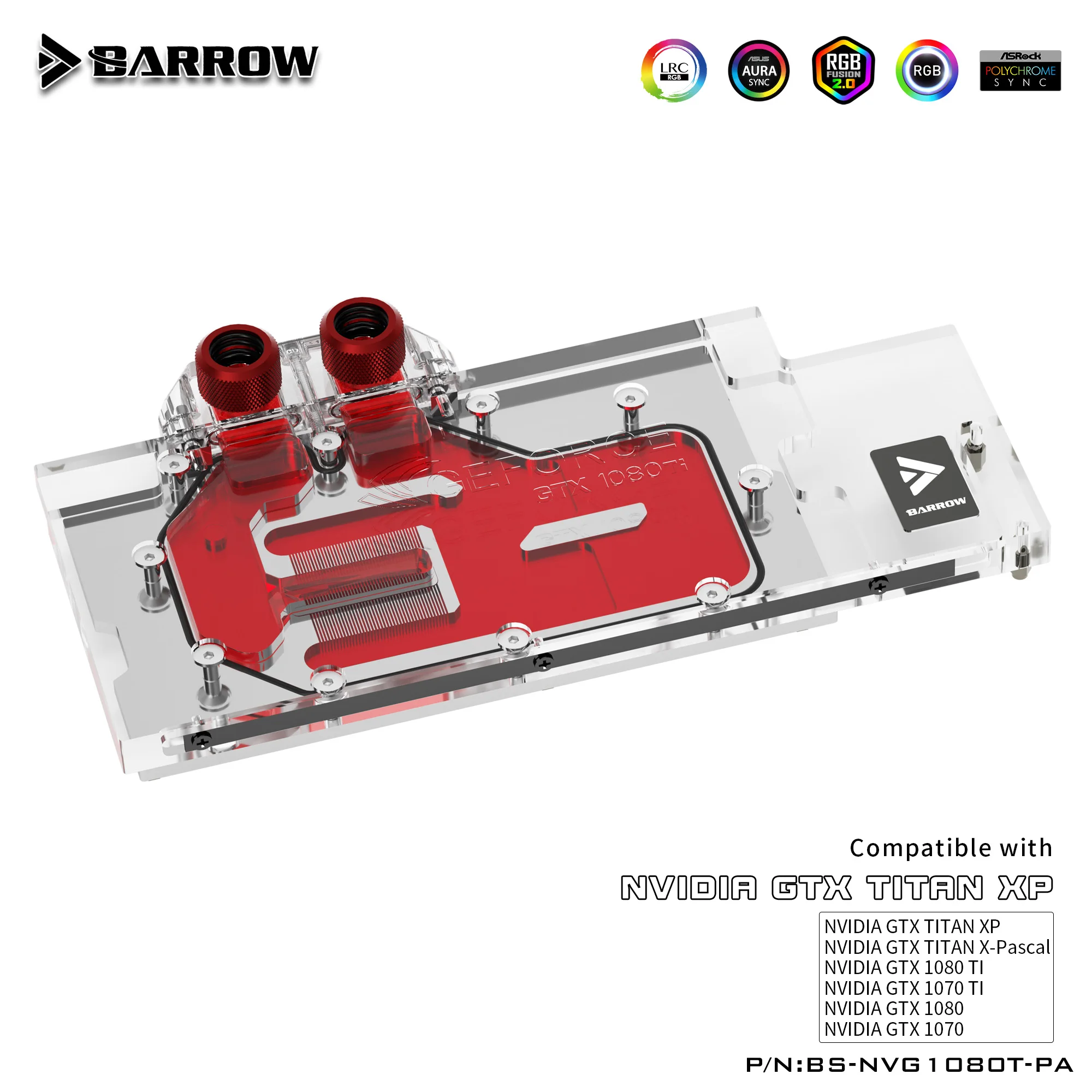 

Barrow BS-NVG1080T-PA GPU cooler PC Water Cooling video Water Block for GTX 1080TI/1080/1070Ti/1070/New TiTan X LRC2.0