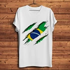 Мужская футболка с короткими рукавами, Летняя Повседневная белая футболка унисекс с изображением флага Бразилии, уличная одежда