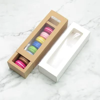 kraft papercardboard bakery food pastry packing box macaron packing boxes with clear pvc window wb671