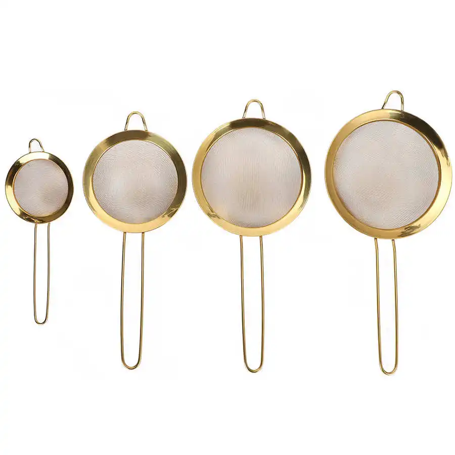 

4 Pcs Home Kitchen Stainless Steel Flour Sieve Sifter Mesh Strainer for Oil Residue Fruit Juices Kitchen Storage Filter
