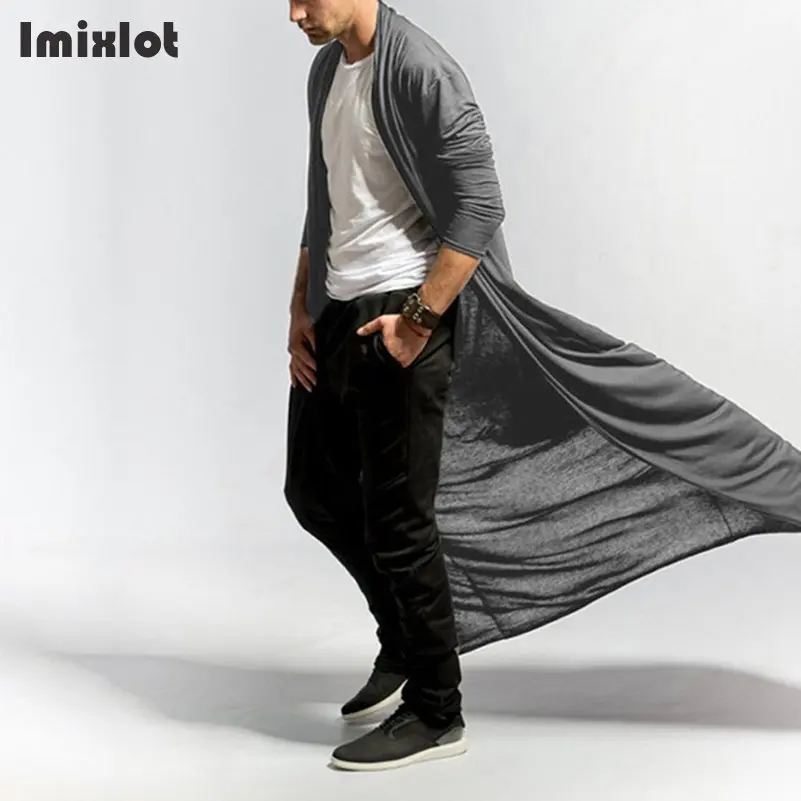 Повседневная мужская накидка Imixlot длинный модный Свободный кардиган мужской