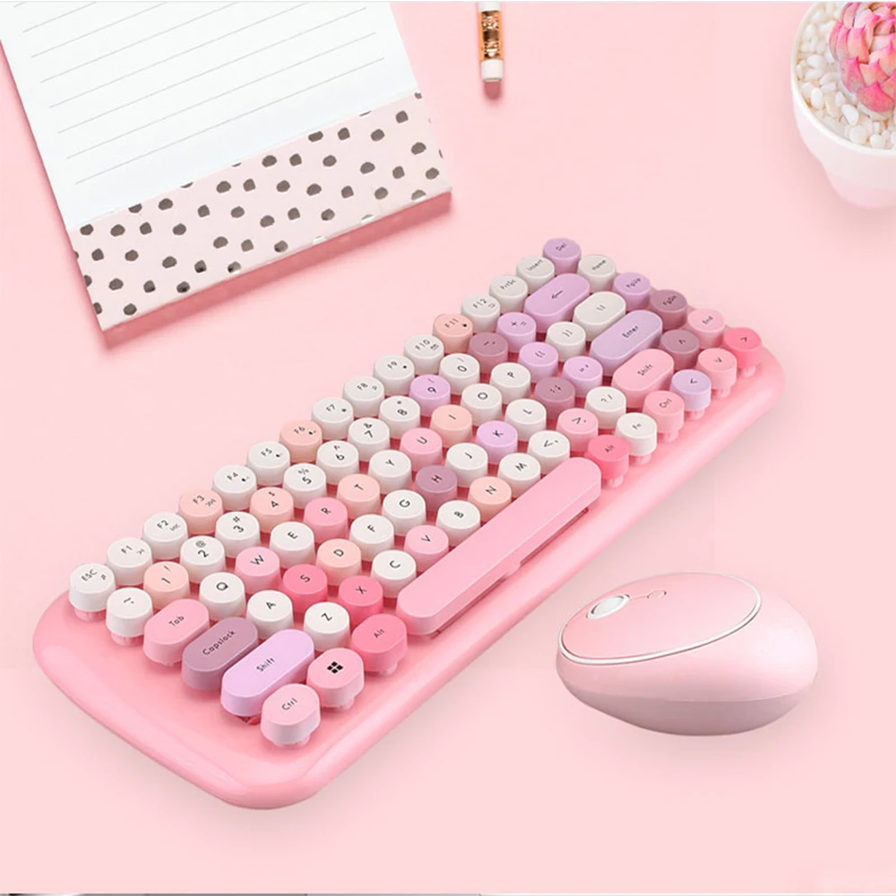 Pink key mouse suit Беспроводная клавиатура мышь цифровая клавиатура 2,4G RF мультимедийная клавиатура мышь комбо набор для ноутбука настольного ПК - Цвет: Pink key mouse suit