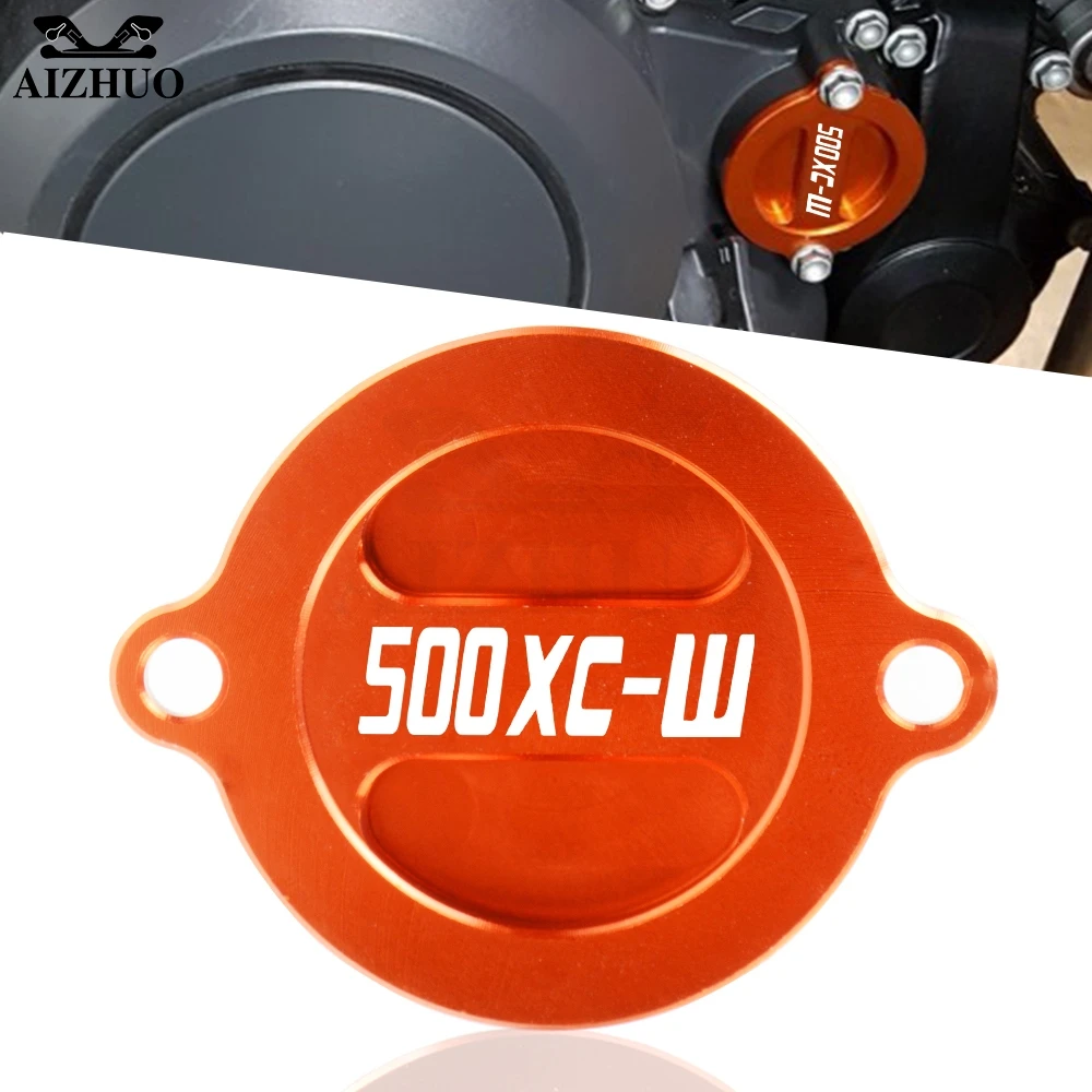 

CNC Aluminum Motorcycle Engine Oil Filter Cap Oil Fuel Tank Cover For 500XCW 500 XCW 2012-2016 2013 2014 2015