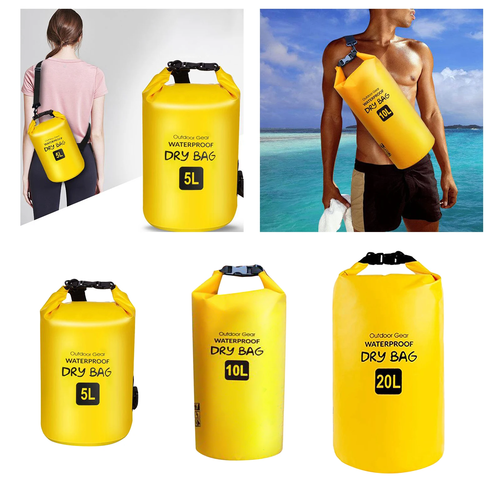 

5/10/20L Dry Bag Backpacking Waterproof Sack Boating Sailing Beach Backpack Bag