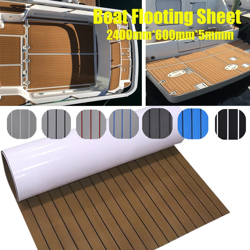 2400*600*5mm EVA Marine Floor Faux Teak Decking Sheet Yacht Foam Anti-slip Mat RV Snowmobile Anti-Fatigue Boat Accessories
