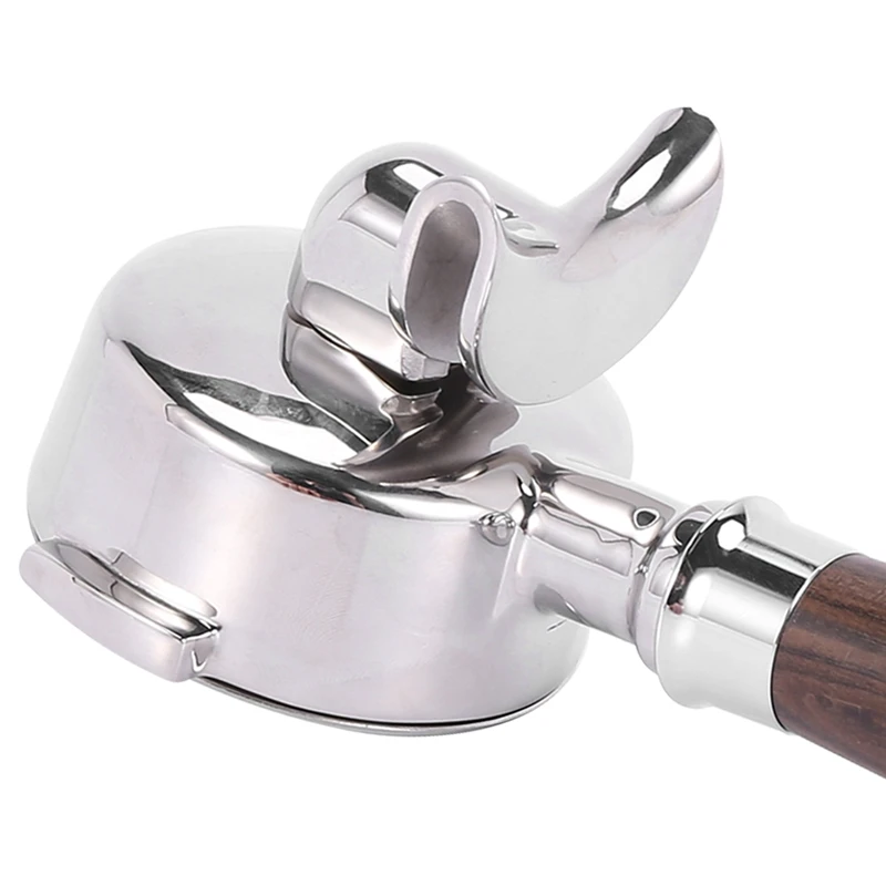 

Bottomless Portafilter 58mm Two Mouths 304 Stainless Steel Wooden Handle Espresso Maker Accessory