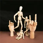 Деревянная Ручная деревянная Статуэтка человека, вращающаяся ручная модель, манекен, миниатюры художника, деревянное украшение, домашний декор, 8 размеров