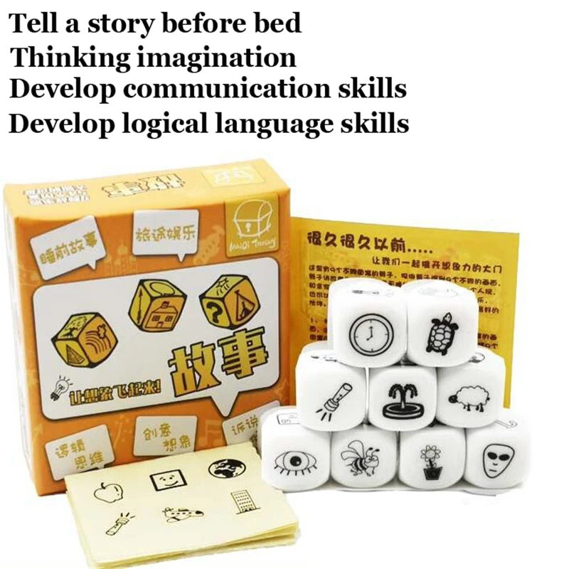 

Party Games Story Dice Puzzle Board Game Telling Story Metal Boxes Family/Party/Friends Parents With Children Kids Gift
