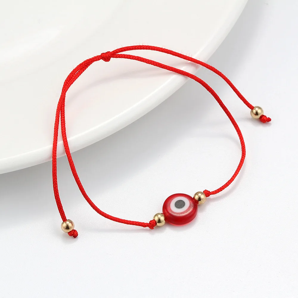 Chinese Style Lucky Red Bracelet Evil Eye Gold Beads Charm Bracelets For Womne Men Birthday Gift Protection Jewelry Wholesale | Украшения и