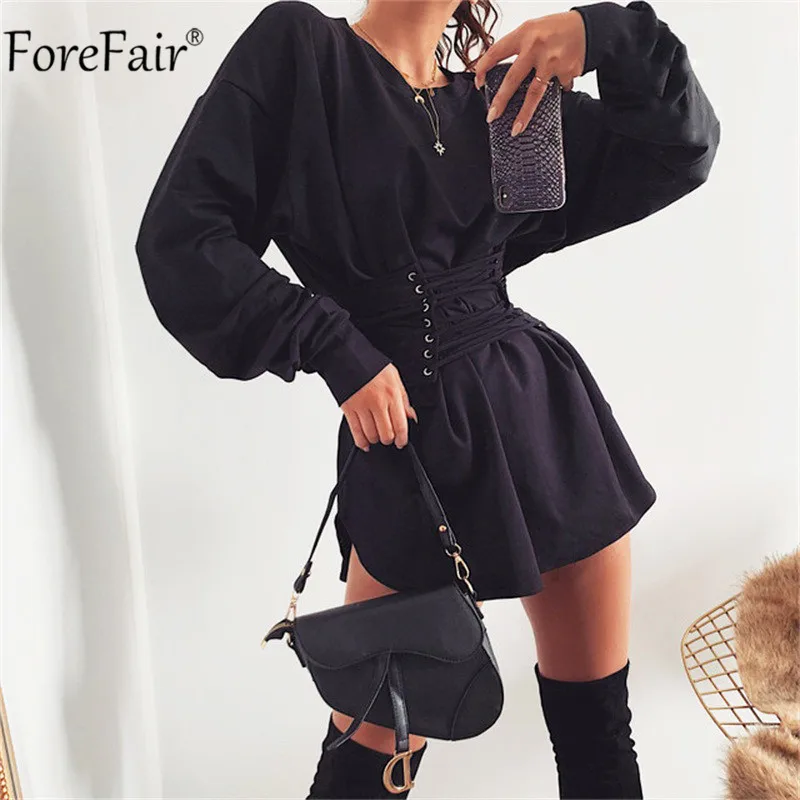 Forefair/облегающее белое платье с круглым вырезом и длинным рукавом высокой талией