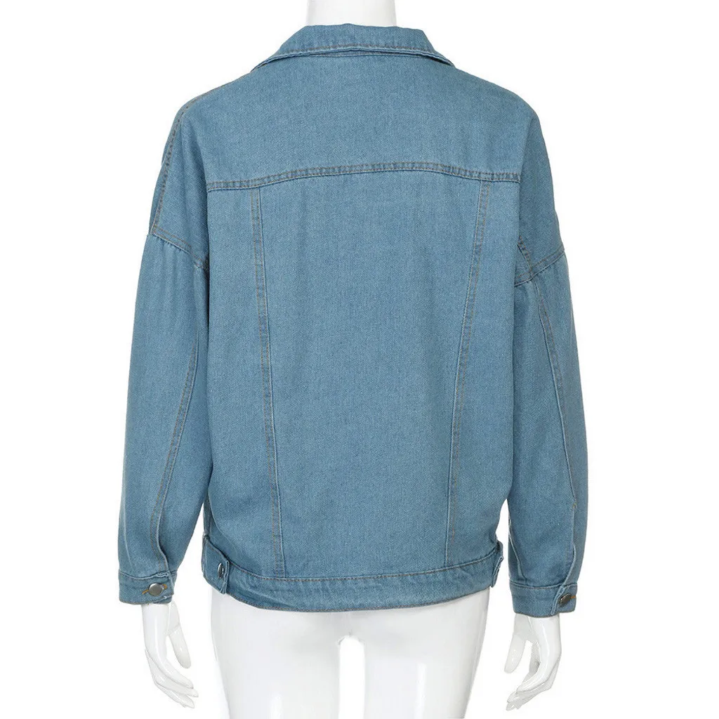 Свободная Женская Ретро джинсовая куртка на пуговицах Повседневная с карманами