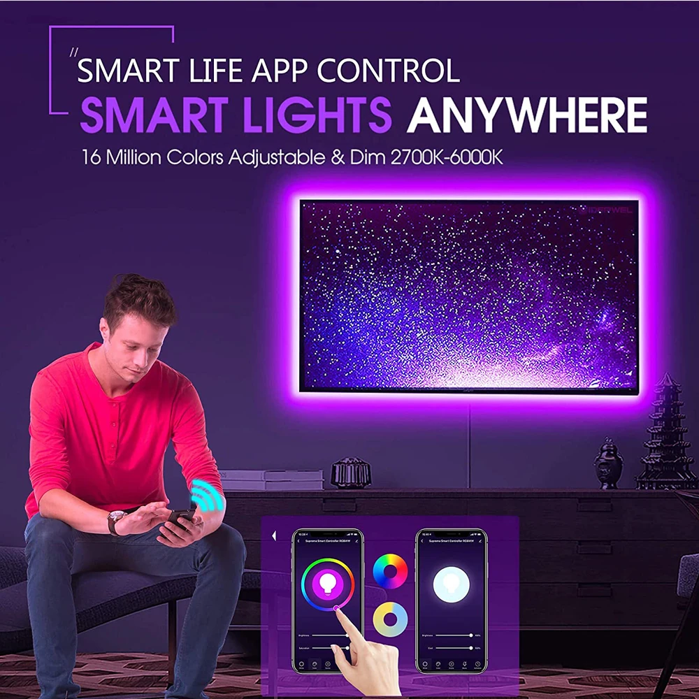 Светодиодная лента TUYA Zigbee RGB + CCT гибкая лампа-полоска с управлением Echo Plus 90