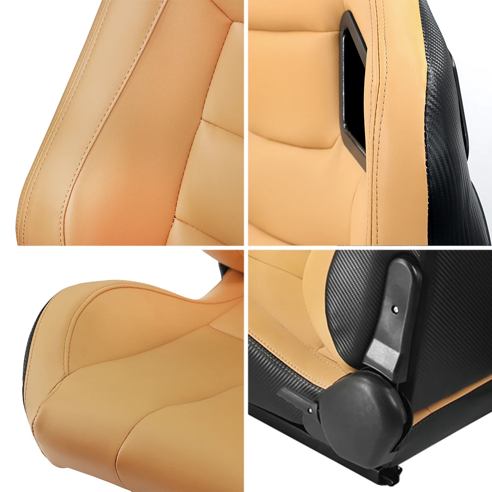 R-EP 2Pcs Tuning car Racing Seat Universal for Sport Car Simulator Bucket Seats Adjustable Yellow PVC Leather 1 Pair XH-1041-YL |