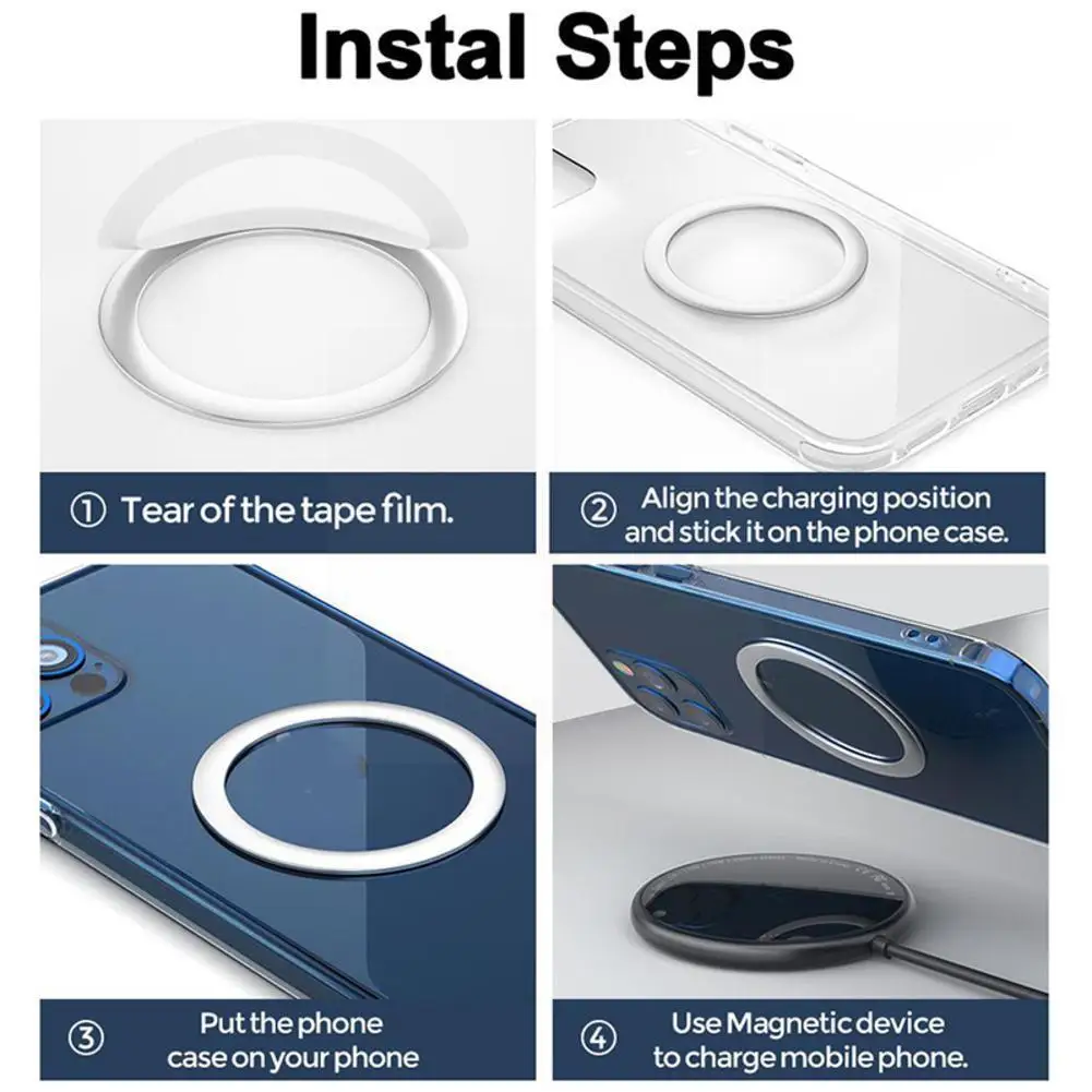 

Universal CellPhone Mini Metal Magnetic Charger Ring Wireless Charging Sticker For iphone Samsung H7D8