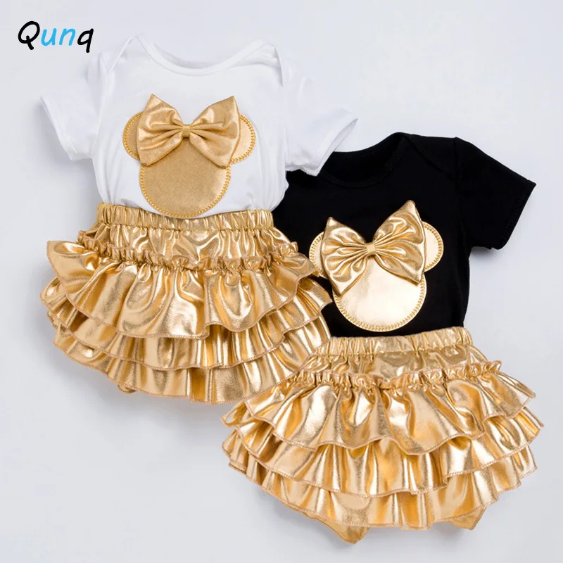 

; Качественная одежда для девочек до года наряд золотое украшение на голову, боди и шорты Комплект из 3 предметов, Одежда для новорожденных к...