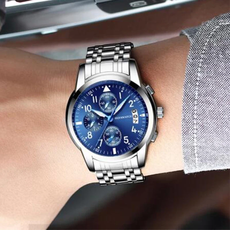

Men Watch New Business Clock Retro Design Steel Band Relogio Alloy Quartz Wristwatch luxury Men's Watches saat Classic Clock