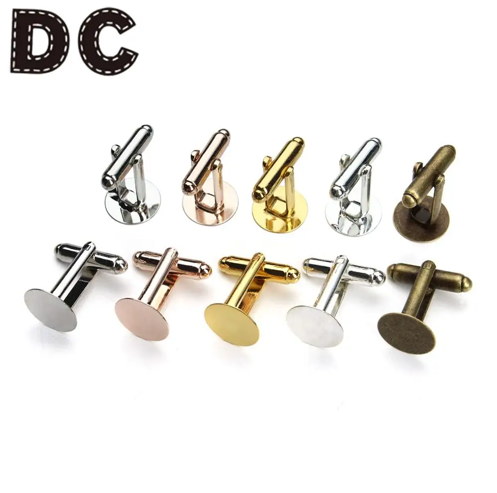 

10pcs Multi Size Shiny Five Colors Cufflink Blank Settings Round Shaped Cufflink Findings Blanks Bezel Base for Cabochon Cameo