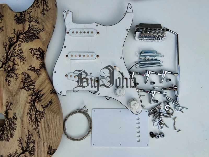

New Semi Finished Electric Guitar,Carving ST Ash Body&Maple Neck Rosewood Fingerboard With Blue LED Lamp BJ-233