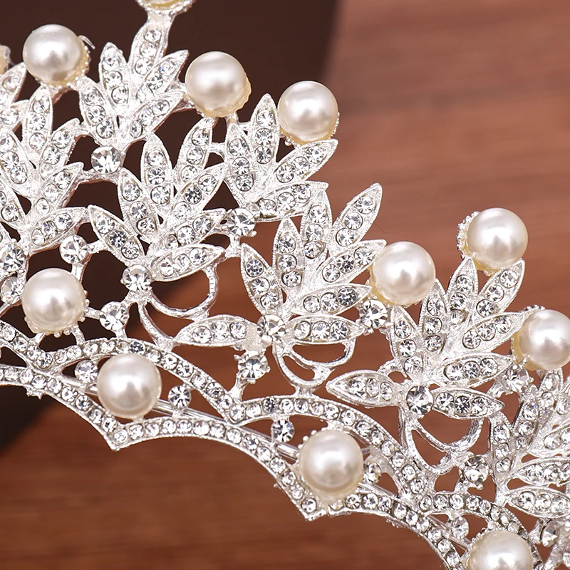 Свадебные аксессуары для волос Стразы жемчужная корона тиара женская свадебная