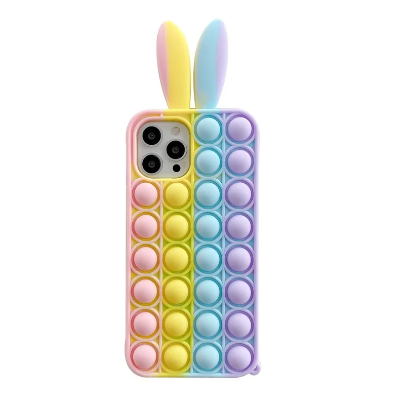 

cute Relive stress Pop fidget Toys Push It Bubble Silicone Phone Case For iPhone 12mini 11Pro Max XS XR X 7 8 Plus SE Soft cover