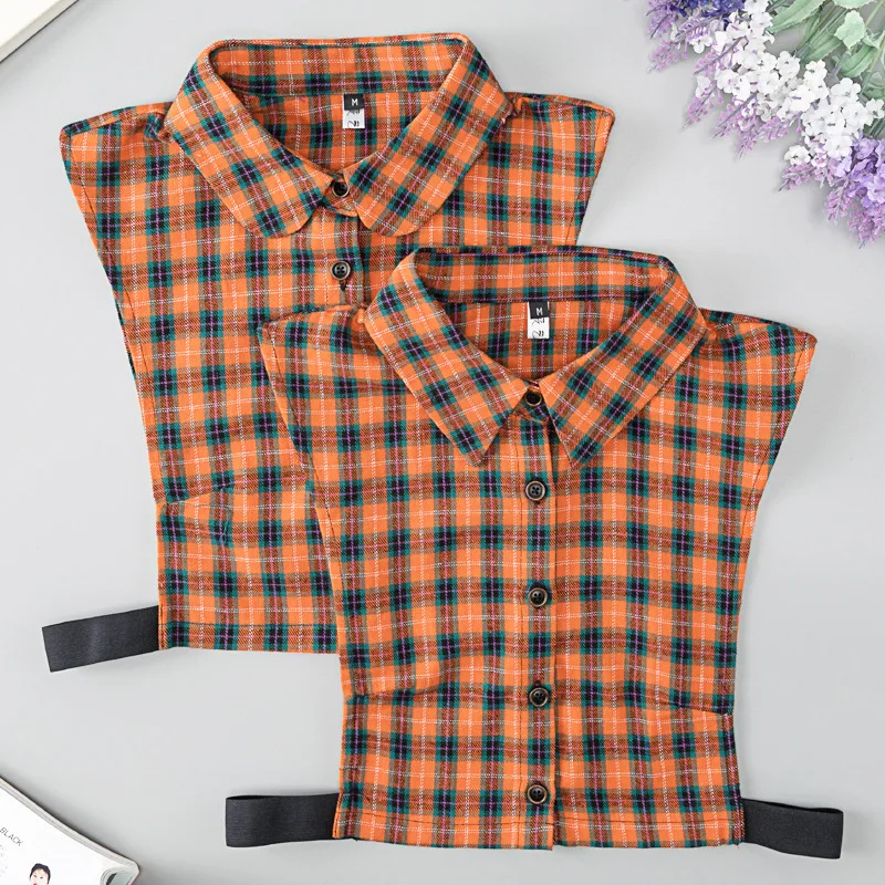 

Adult Women Plaid Lapel Fake Collars for Mens Suit Detachable Shirt Collar Button Down False Shirt Blouse Collar Accessories