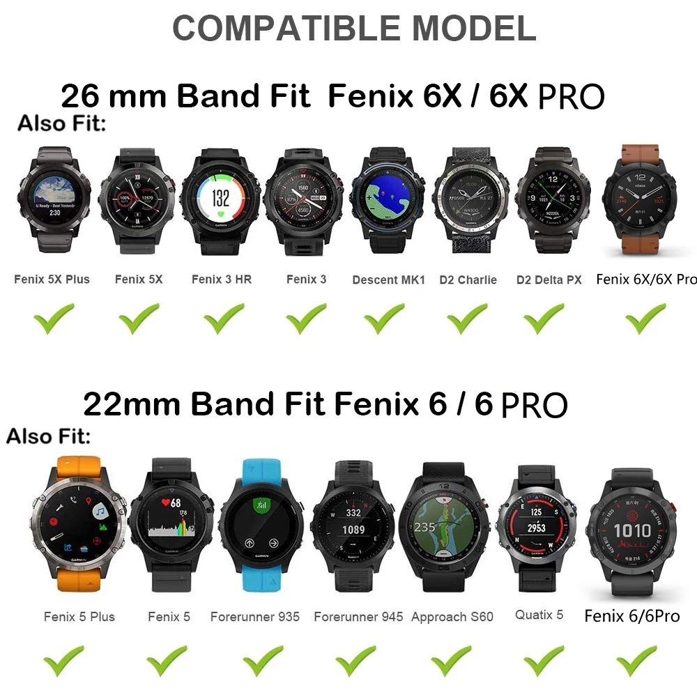 Ремешок из натуральной кожи для Garmin Fenix 6X 6 Pro 5X 5Plus 935 | Электроника