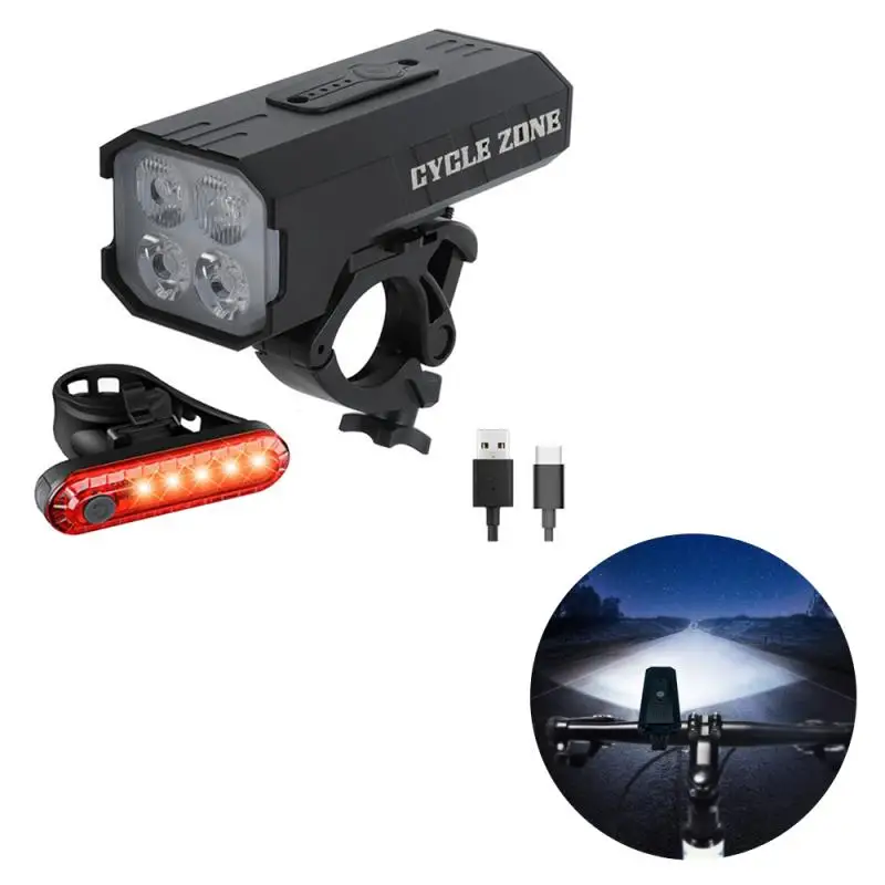 

Bicycle Light USB Charge Bike Front Taillight Set T6 LED Flashlight Waterproof Cycling Rotating Highlight Lamp Bike Accessories