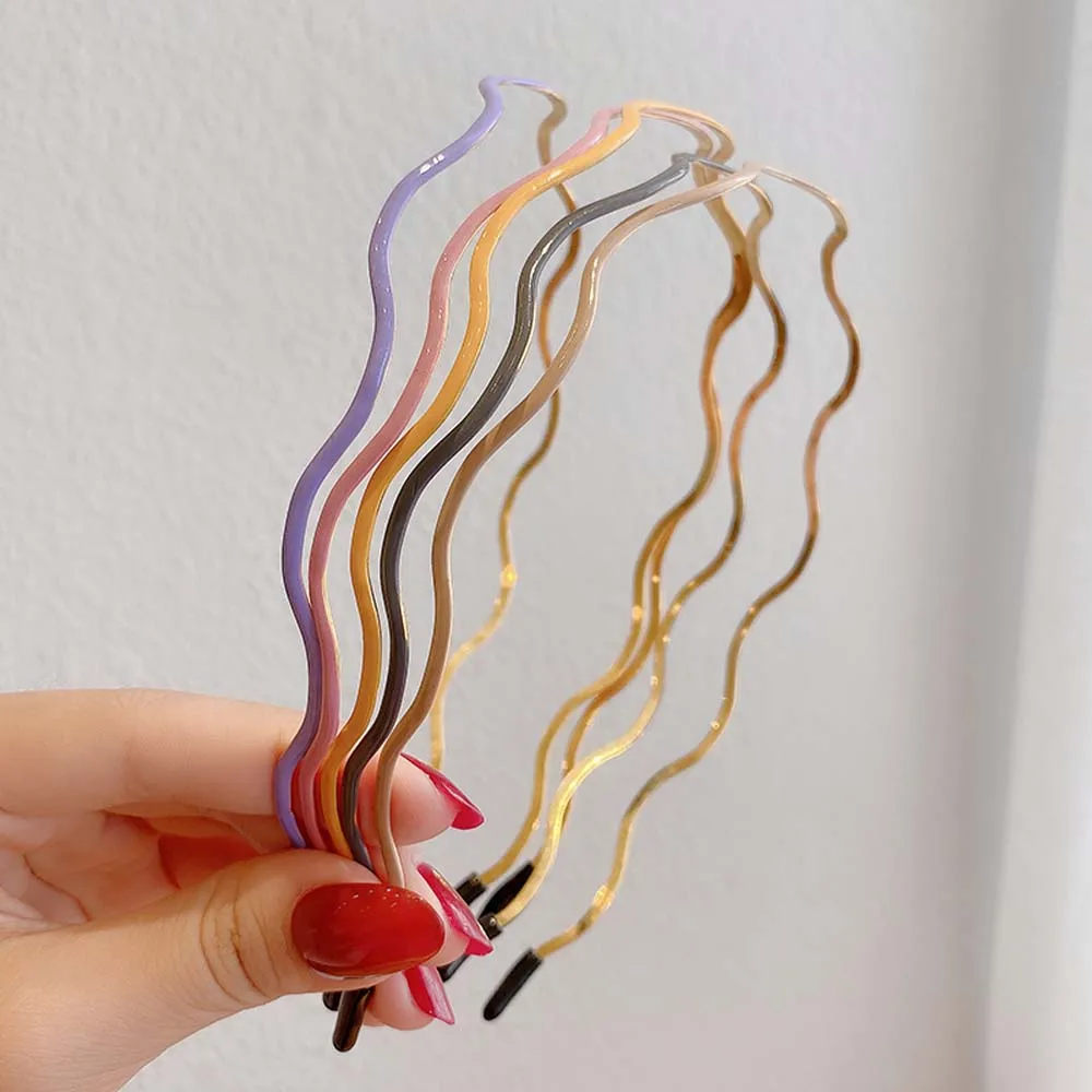 МЕТАЛЛИЧЕСКАЯ ВОЛНА изгиб с головными повязками Новая мода Женская Тонкая