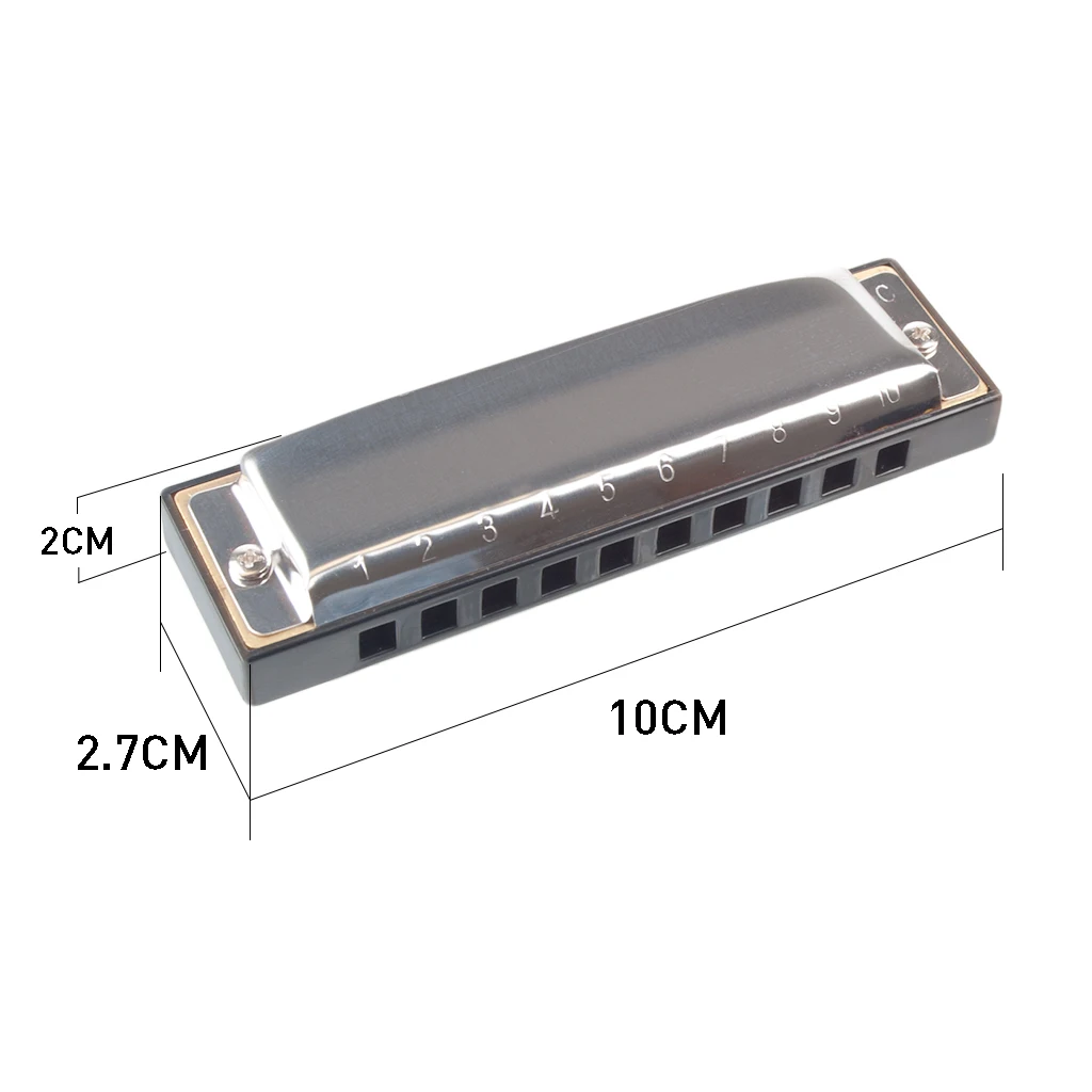 

Harmonica with Box, 10 Holes 20 Tones, Key of C for Beginners Kids, Silver