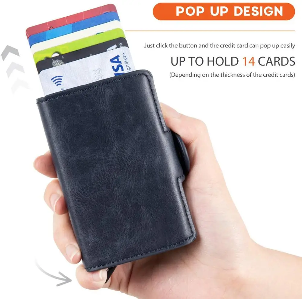 Анти Rfid ID держатель для карт для мужчин бизнес кредитный держатель для карт унисекс мужской кошелек из искусственной кожи визитница двойная алюминиевая коробка