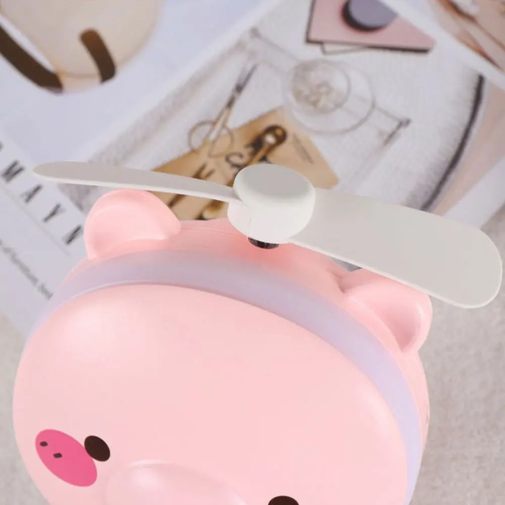

Mini Portable Cute Pig Head Shape Rechargeable Fan Makeup Mirror LED Fill Light Outdoor Fan For Women Girls Gifts