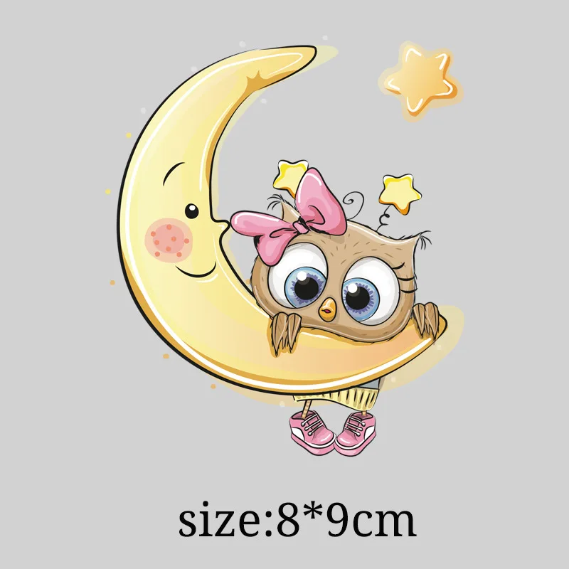 

Cute Owl Thermo Stickers Iron-on Transfers Patches For Clothing Textile Vinyl Applique Diy Thermotransfer Stripes On Clothes Set