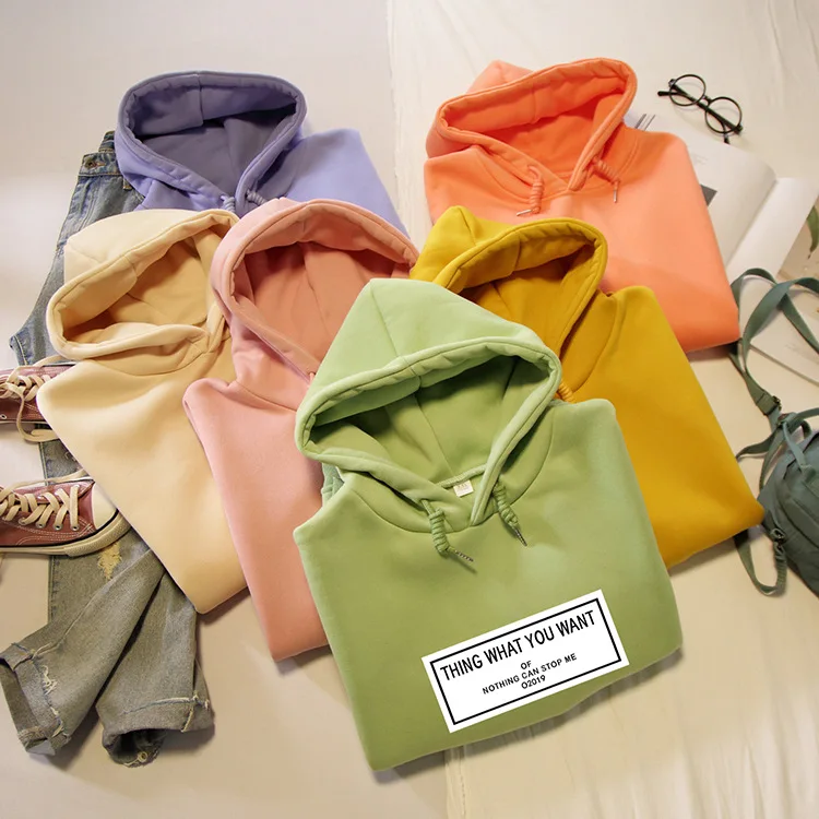 

Oversized Hoodies Women Winter Warm Thickening Fashion Letter Pint Long Sleeve Hooded Pullover Korean Loose Women Sweatshirt