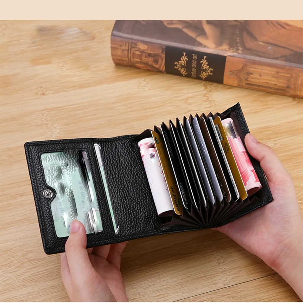 Полезные кошельки унисекс держатель для карт мужчин и женщин кожаный тройной