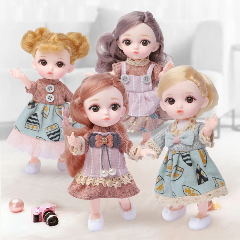 

16 см мини Bjd куклы 13 подвижных шарнирных принцесс Bjd кукла игрушка для девочки Милая Модная Кукла платье Костюм Игровой домик игрушка Рождес...