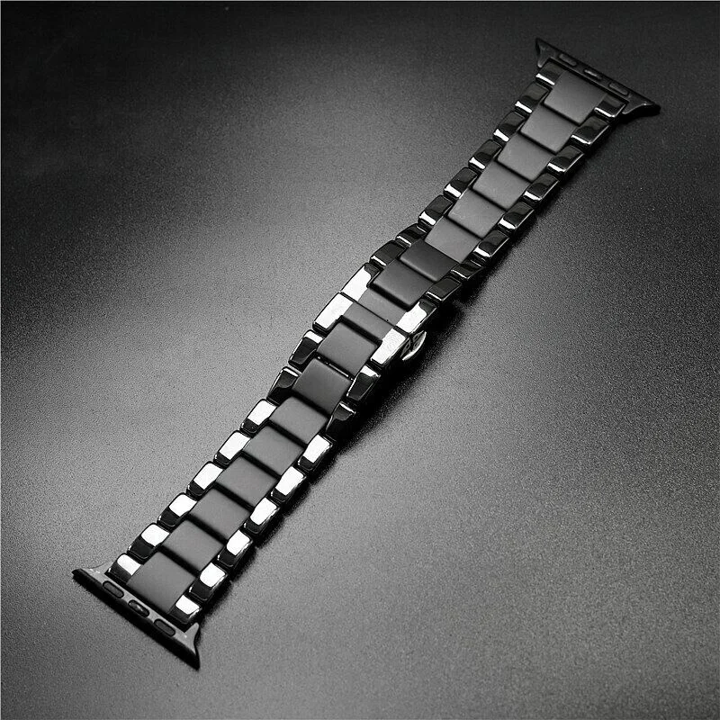 Ремешок керамический для apple watch band 38 мм 40 42 44 черный браслет-петля iWatch series 6 se 4 5 2 1 3