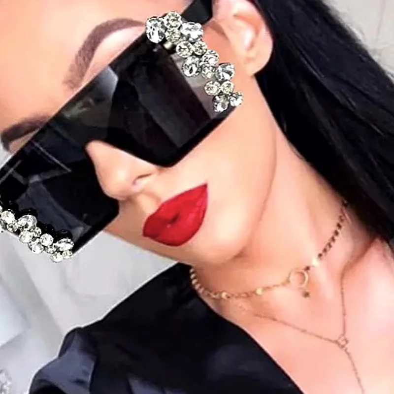 

New vintage fashion square Gradient sunglasses women men 2020 luxury brand designer sun glasses With rhinestones retro glasses