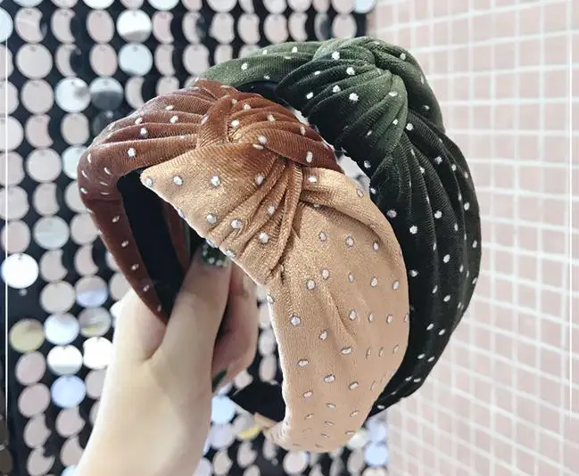 Burgandy бархатная повязка на голову с кристаллами Женская Твердая головная повязка Зимняя повязка на голову бархатные взрослые ободок с бантом бант украшение для волос ободок для волос широкий