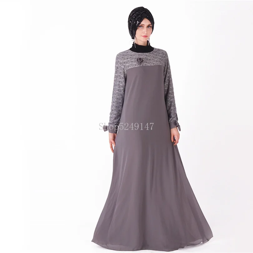 Цветочный кружевной бант Abaya халат Дубай мусульманский хиджаб платье Турция Abayas