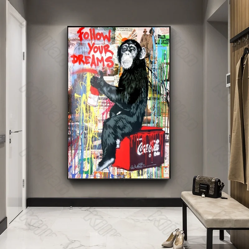 

Abstract Style Murals Graffiti Monkey Mailbox Frameles Poster Home Residential Bedroom Decoration Living Room Canvas Painting
